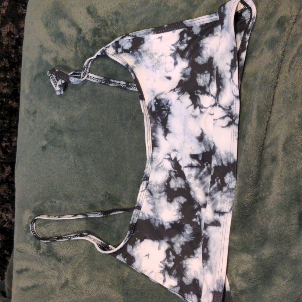 Black and white marble/tie dye bikini top
